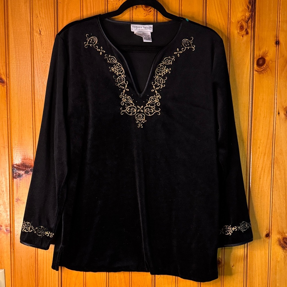 Susan Bristol Black Top with Gold Detailing - Picture 1 of 6